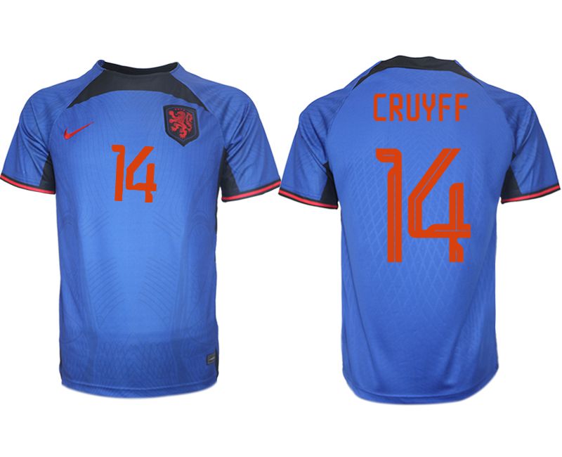 Men 2022 World Cup National Team Netherlands away aaa version blue 14 Soccer Jersey